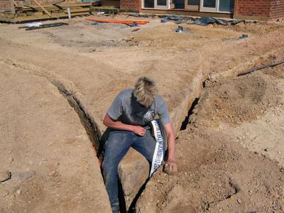 Underground electrical domestic cables.
